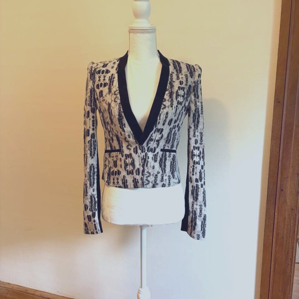 BCBGMAXAZRIA BLAZER JACKET BLACK SNAKE PRINT (XS) "GUY"